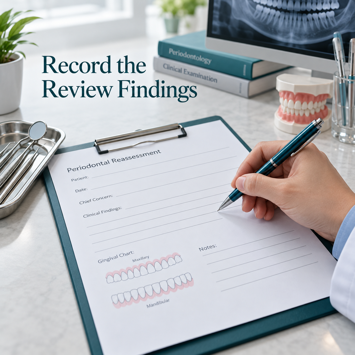 Record the Review Findings. Educational illustration.