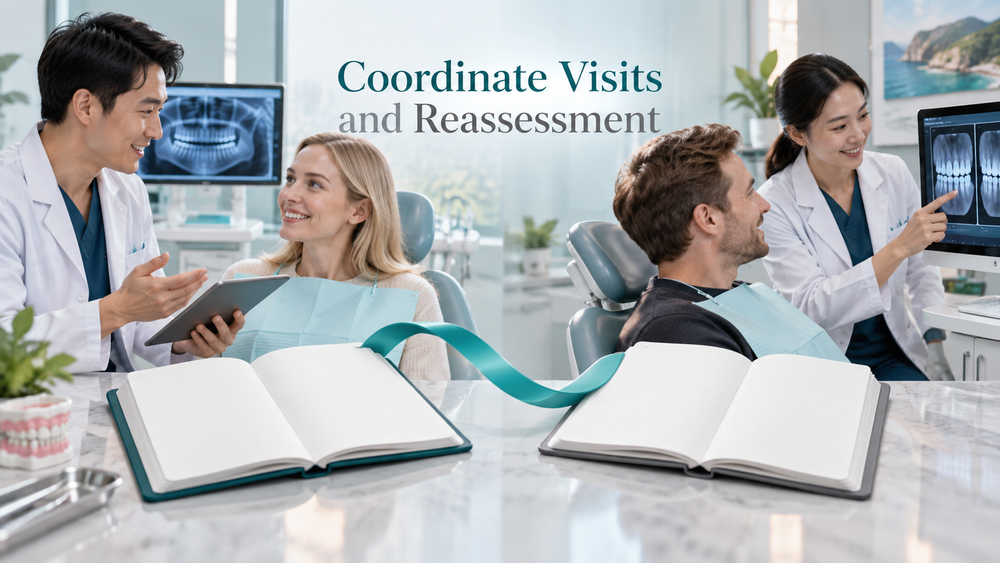 Coordinate Visits and Reassessment. Educational illustration.