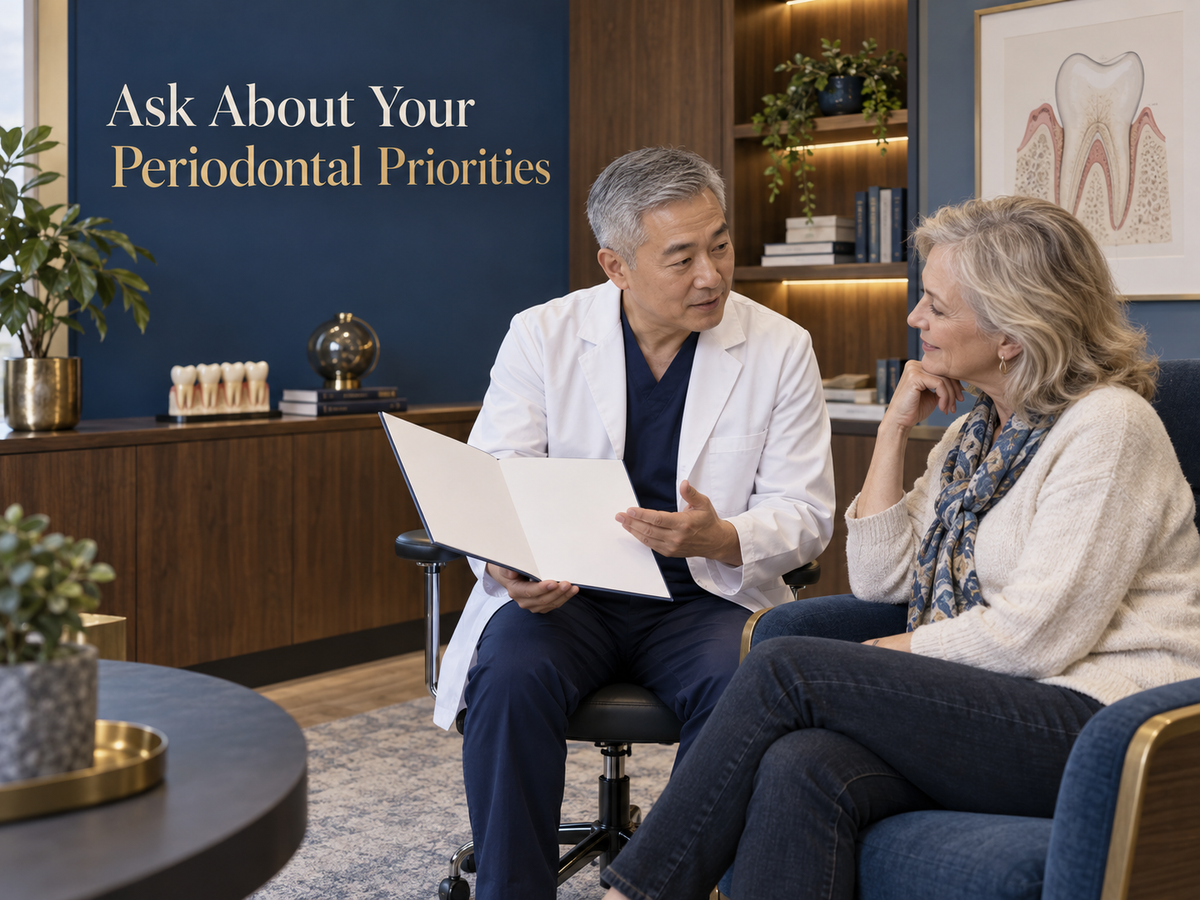 Ask About Your Periodontal Priorities. Educational illustration.