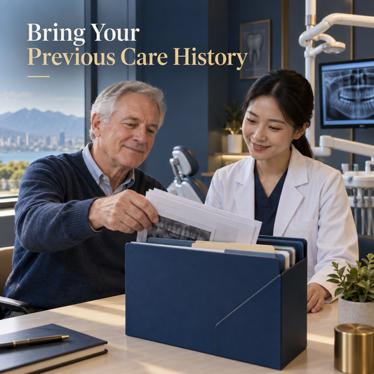 Bring Your Previous Care History. Educational illustration.