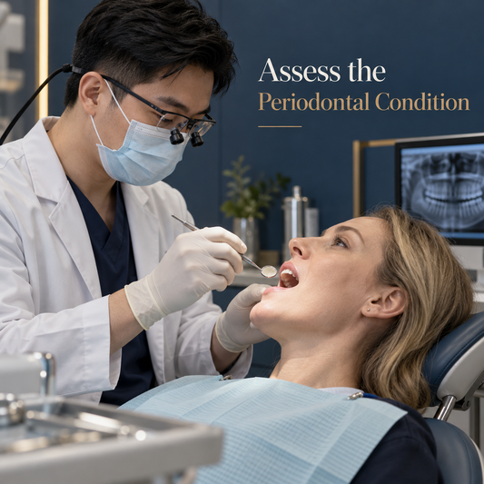 Assess the Periodontal Condition. Educational illustration.