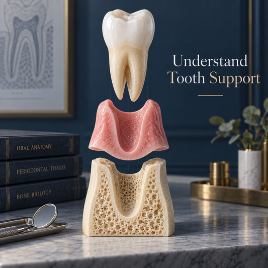 Understand Tooth Support. Educational illustration.