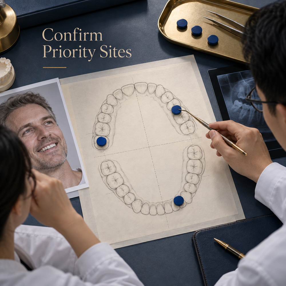 Confirm Priority Sites. Educational illustration.