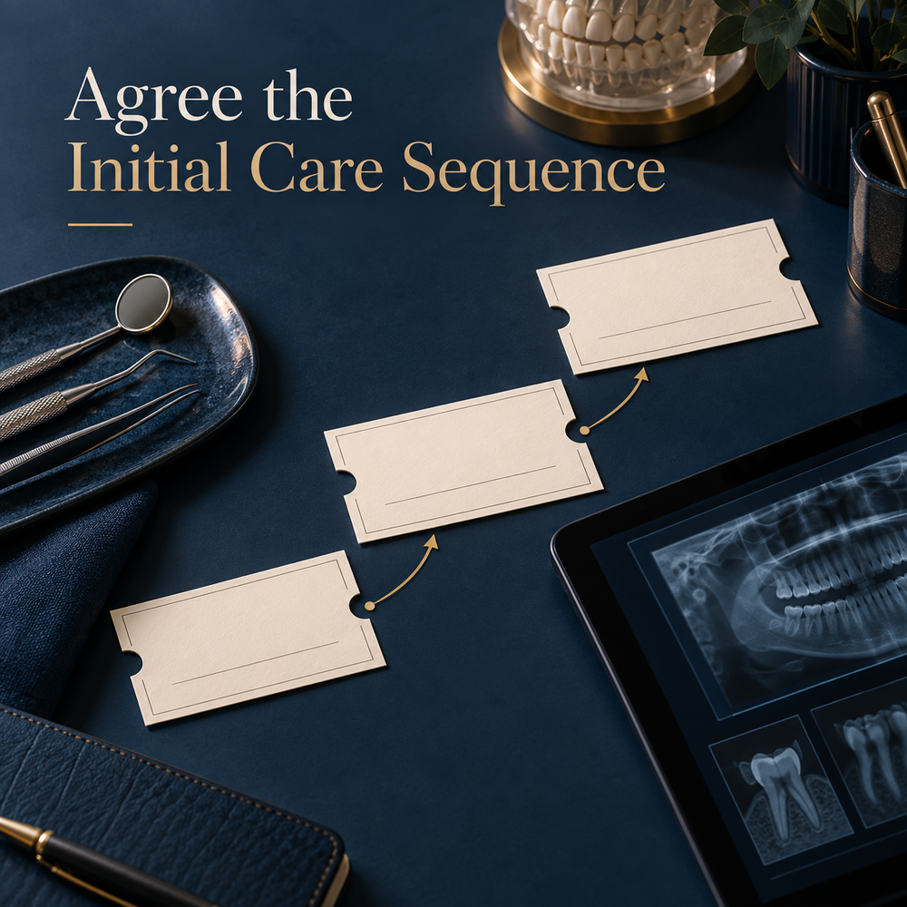 Agree the Initial Care Sequence. Educational illustration.