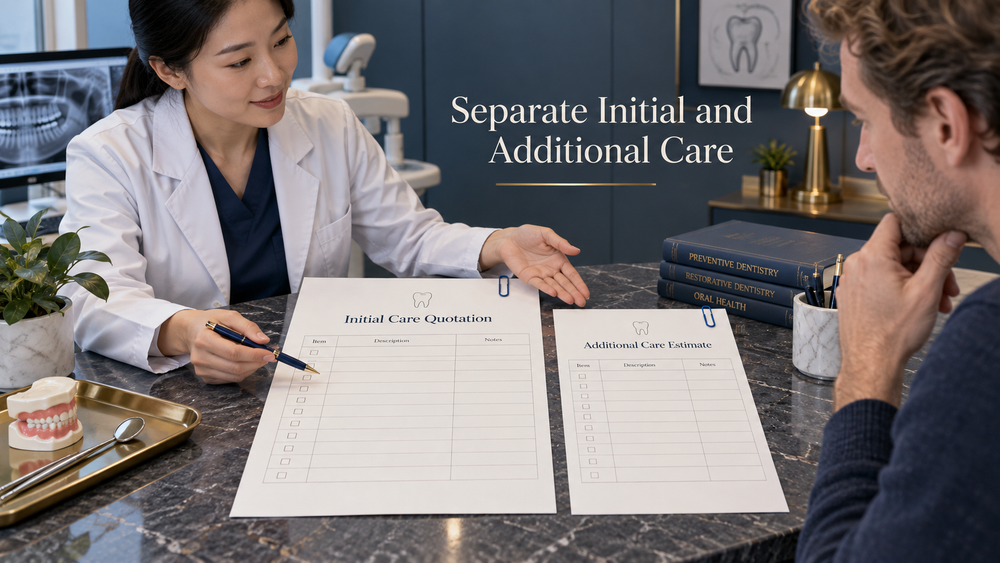 Separate Initial and Additional Care. Educational illustration.