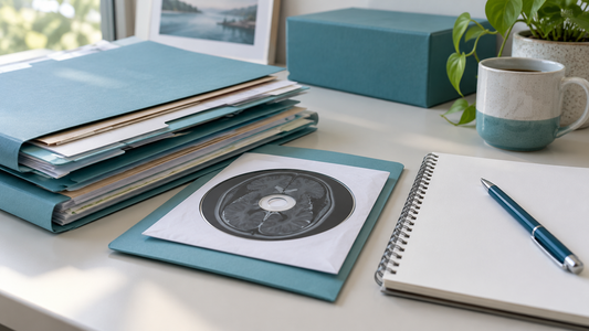 AI-generated educational illustration: records. Not a patient record or photograph of the treating hospital.