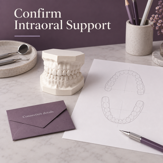 The intraoral connection is individually prescribed. Educational illustration.