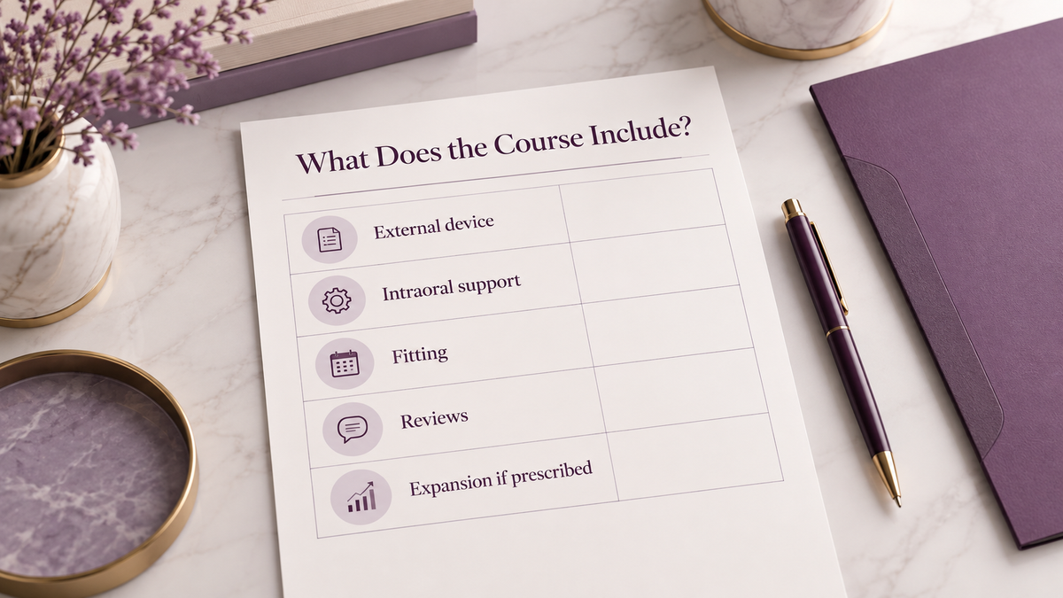 The course quotation itemises components and service scope. Educational illustration.