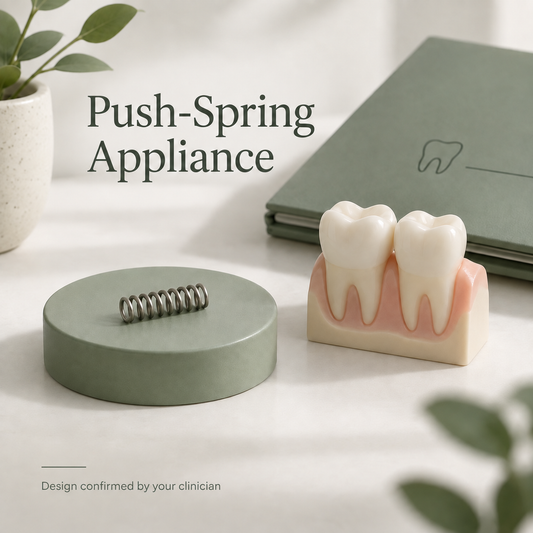 Conceptual spring beside a local-treatment prescription. Educational illustration.