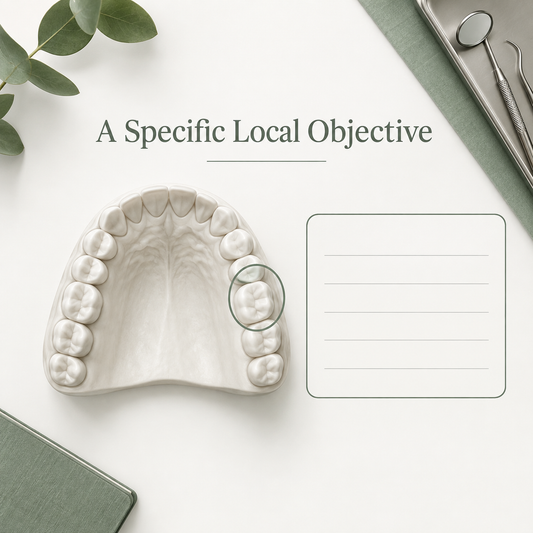 The intended local movement is a clinical decision. Educational illustration.