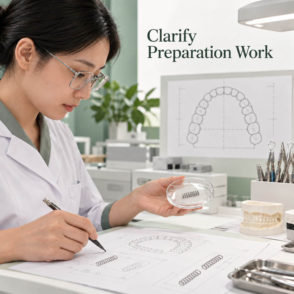 The appliance is prepared for its prescription. Educational illustration.