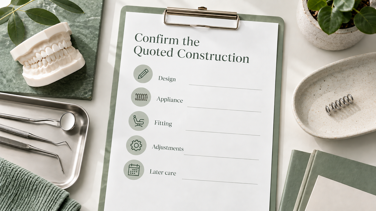The quoted construction and related services are itemised. Educational illustration.