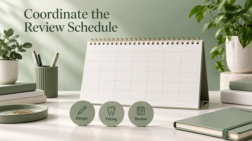 Review timing depends on the prescribed plan. Educational illustration.