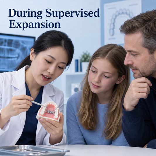 The clinic supervises the expansion phase. Educational illustration.