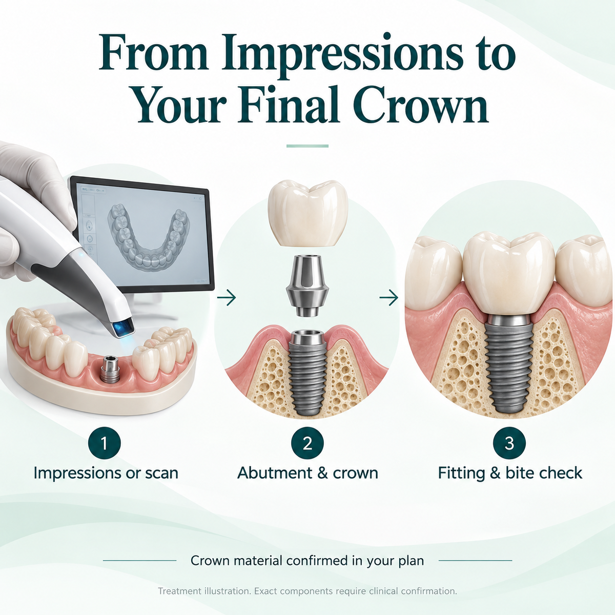 Roxolid SLA restoration: educational treatment illustration; exact components require clinical confirmation.
