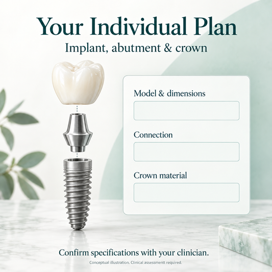 Roxolid SLA plan conceptual educational illustration; exact device and clinical suitability require confirmation.