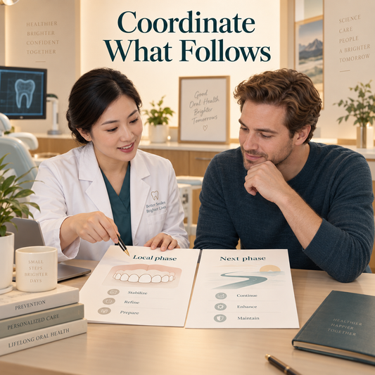 The next phase is coordinated with the patient. Educational illustration.