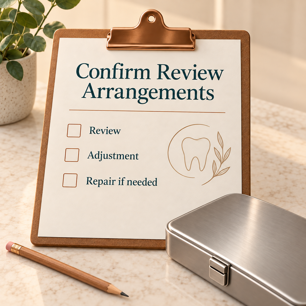 Adjustment visits have an agreed scope. Educational illustration.