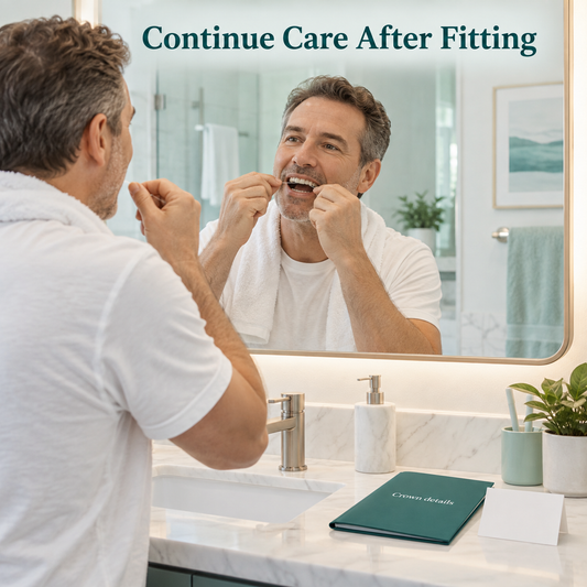 The patient maintains home cleaning and keeps component records. Educational illustration.