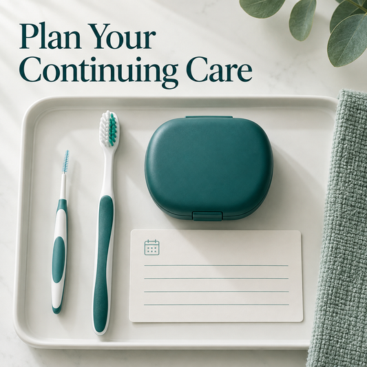 Cleaning, review visits and retention require planning. Educational illustration.