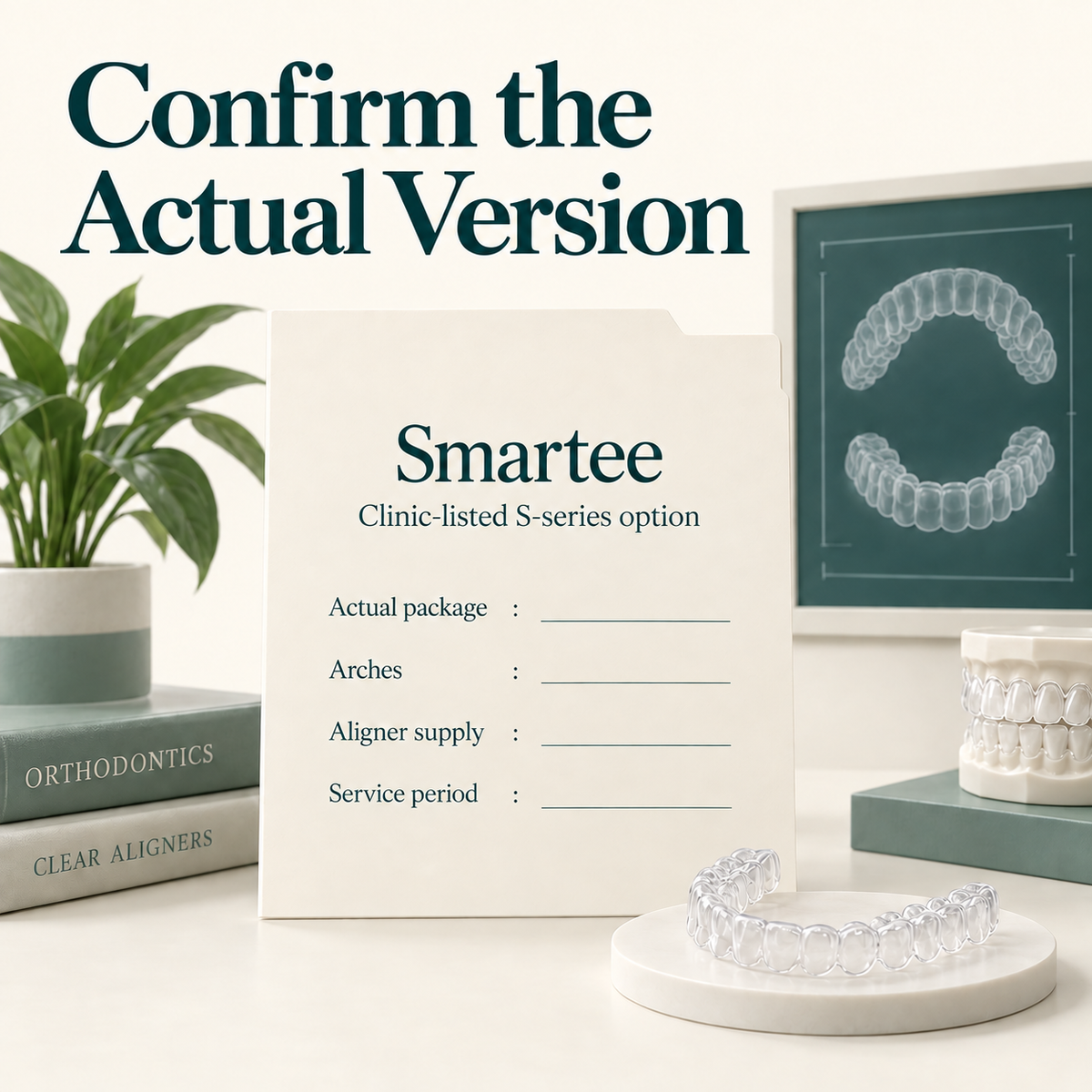 The clinic S-series label must be matched to the actual contract. Educational illustration.