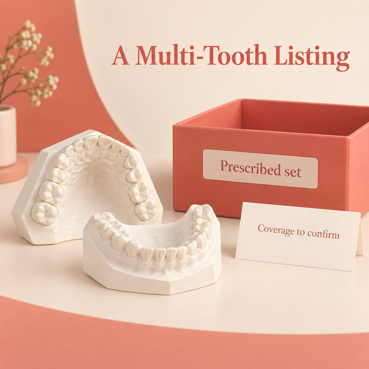 A set may cover individually prescribed missing-tooth spaces. Educational illustration.