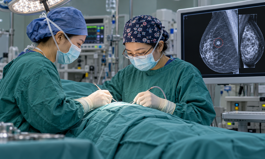 AI-generated illustrative scene: Breast-conserving operation