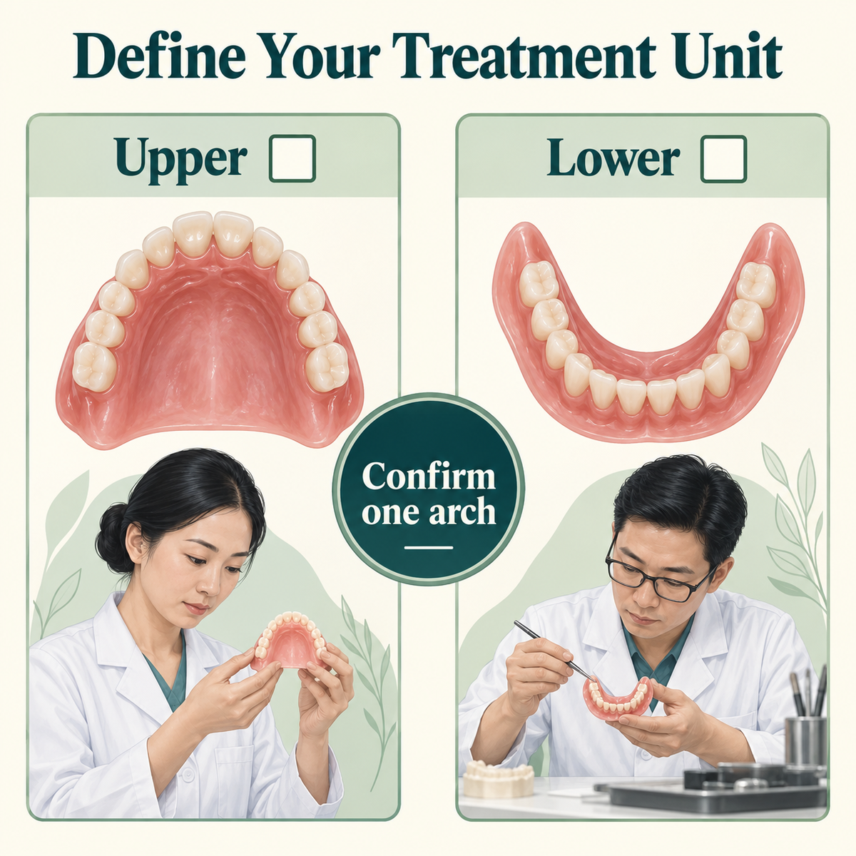 The quotation is for one arch and requires an upper or lower selection. Educational illustration.