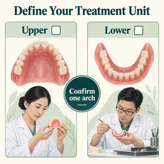 The quotation is for one arch and requires an upper or lower selection. Educational illustration.