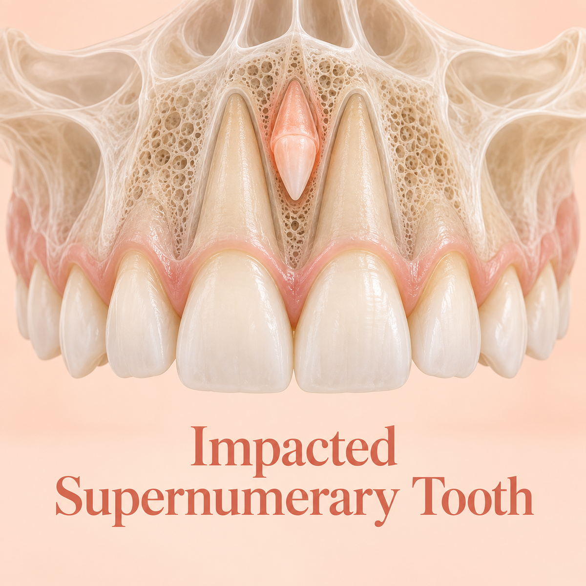 Impacted Supernumerary Tooth. Educational illustration.