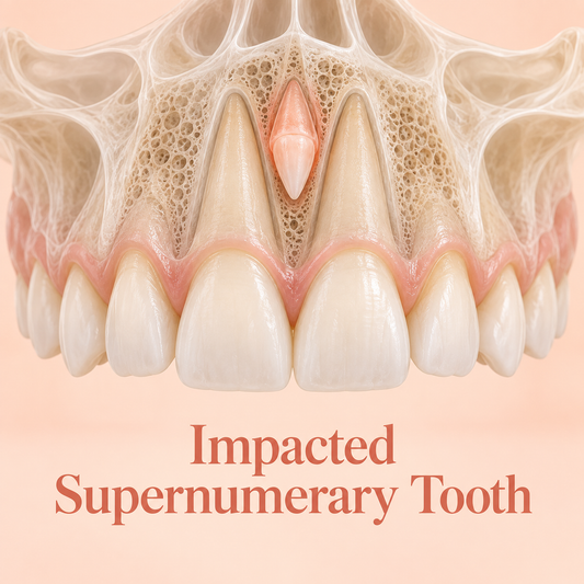 Impacted Supernumerary Tooth. Educational illustration.