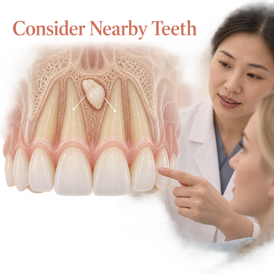 Consider Nearby Teeth. Educational illustration.