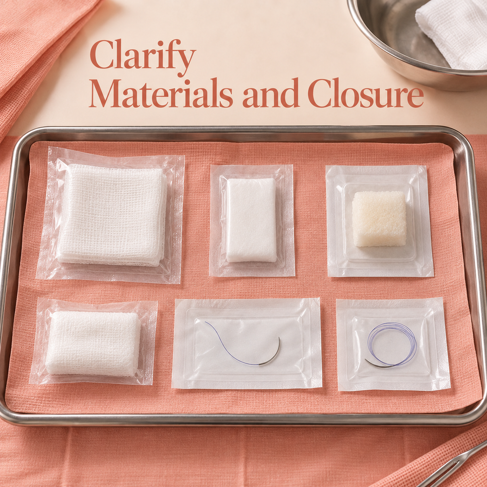 Clarify Materials and Closure. Educational illustration.