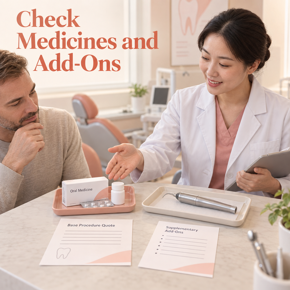 Check Medicines and Add-Ons. Educational illustration.