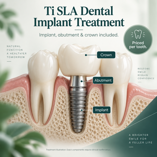 Ti SLA treatment illustration: overview. Exact components require clinical confirmation.