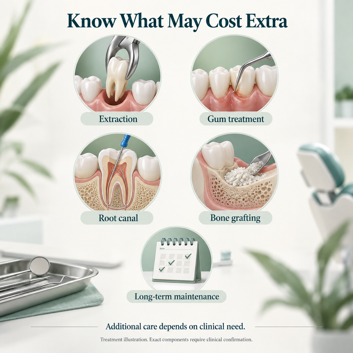 Ti SLA treatment illustration: costs. Exact components require clinical confirmation.