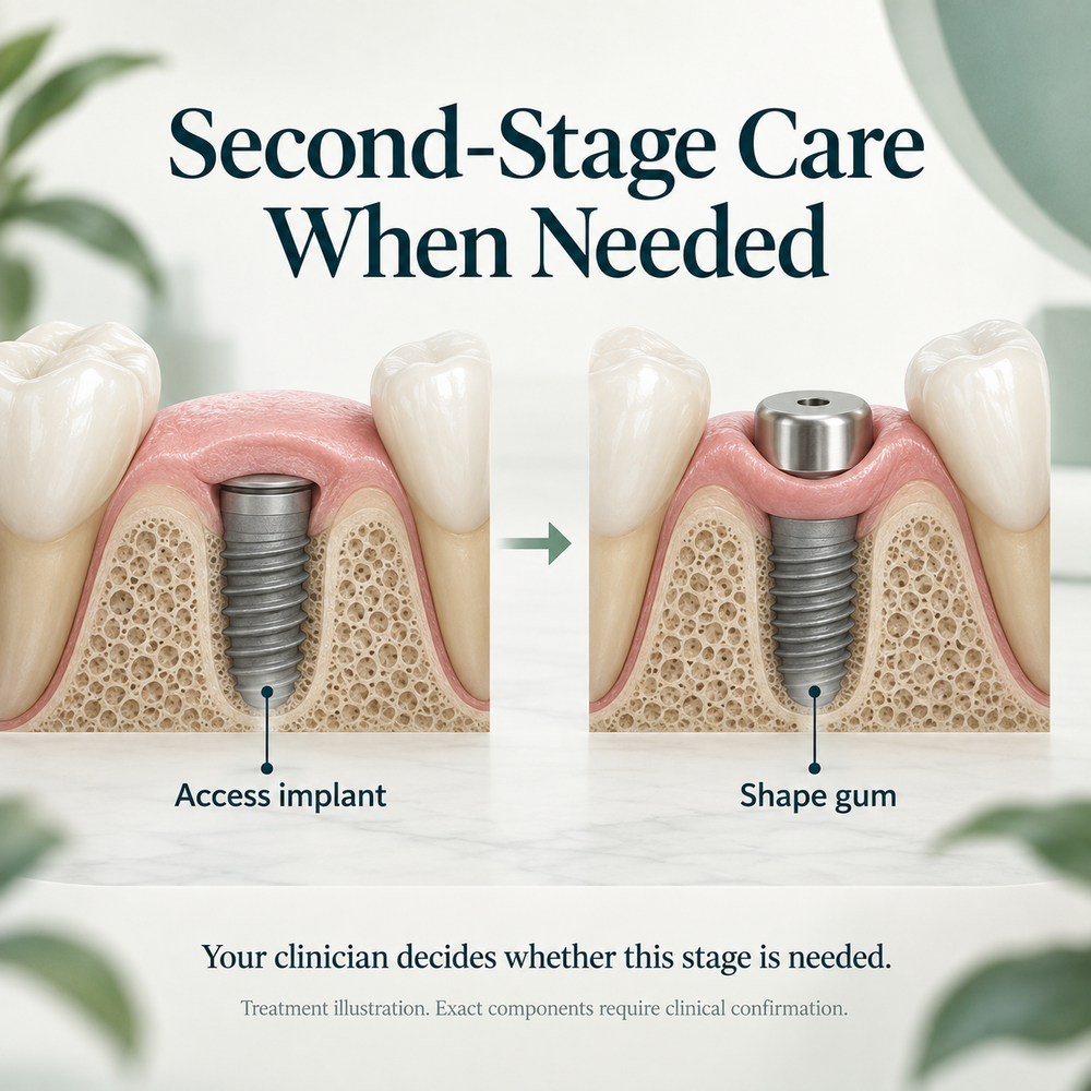 Educational Ti SLA treatment illustration. Exact components require clinical confirmation.