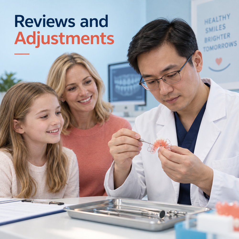Progress checks and adjustments require agreed follow-up. Educational illustration.