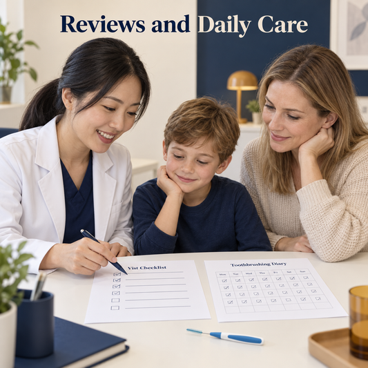 Reviews and hygiene support fixed treatment. Educational illustration.