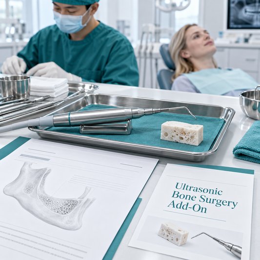 Ultrasonic Bone Surgery Add-On. Educational illustration.
