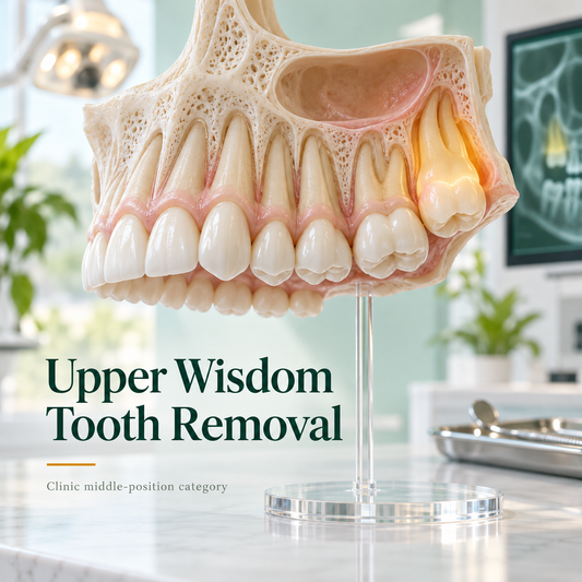Upper Wisdom Tooth Removal. Educational illustration.