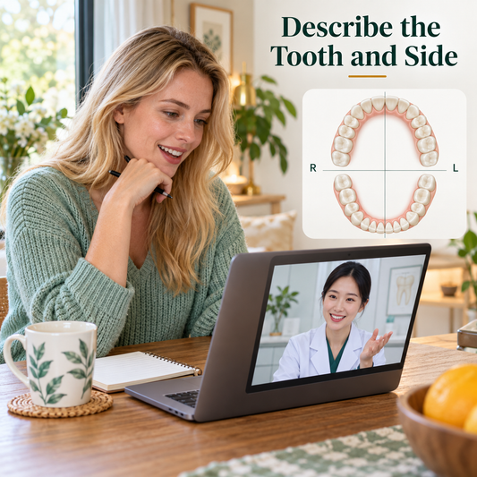 Describe the Tooth and Side. Educational illustration.
