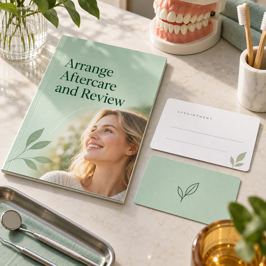 Arrange Aftercare and Review. Educational illustration.