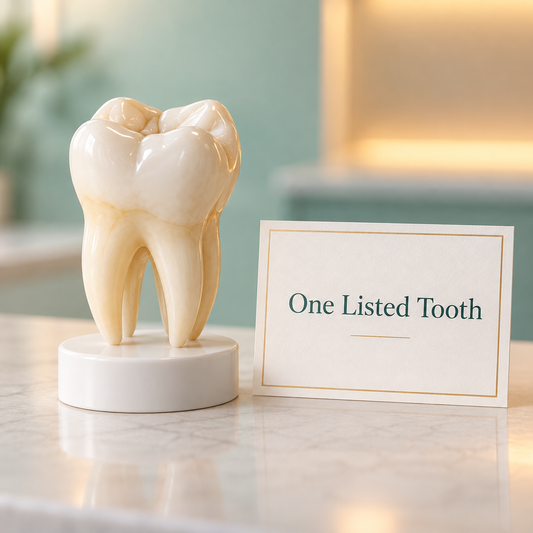 One Listed Tooth. Educational illustration.