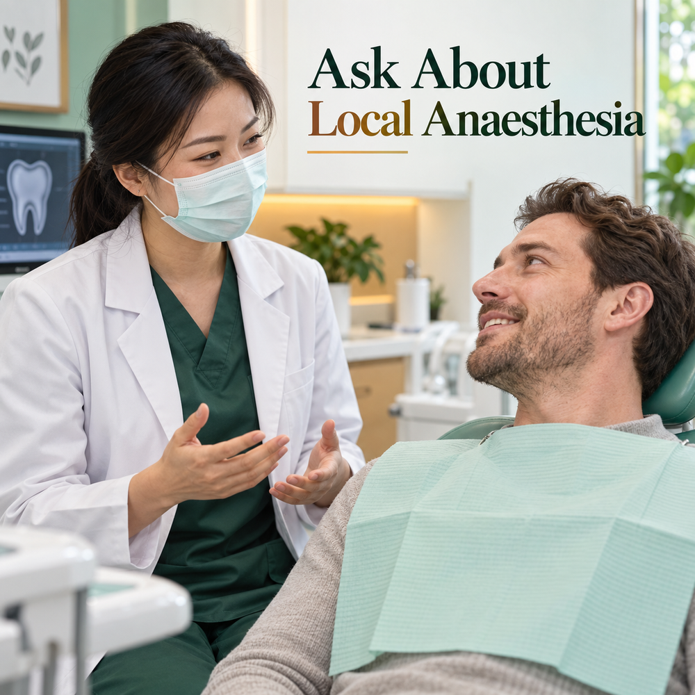 Ask About Local Anaesthesia. Educational illustration.