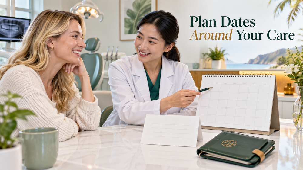 Plan Dates Around Your Care. Educational illustration.
