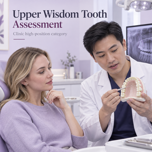 Upper Wisdom Tooth Assessment. Educational illustration.