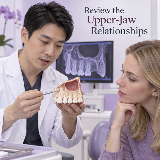 Review the Upper-Jaw Relationships. Educational illustration.