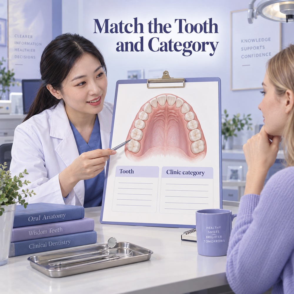 Match the Tooth and Category. Educational illustration.