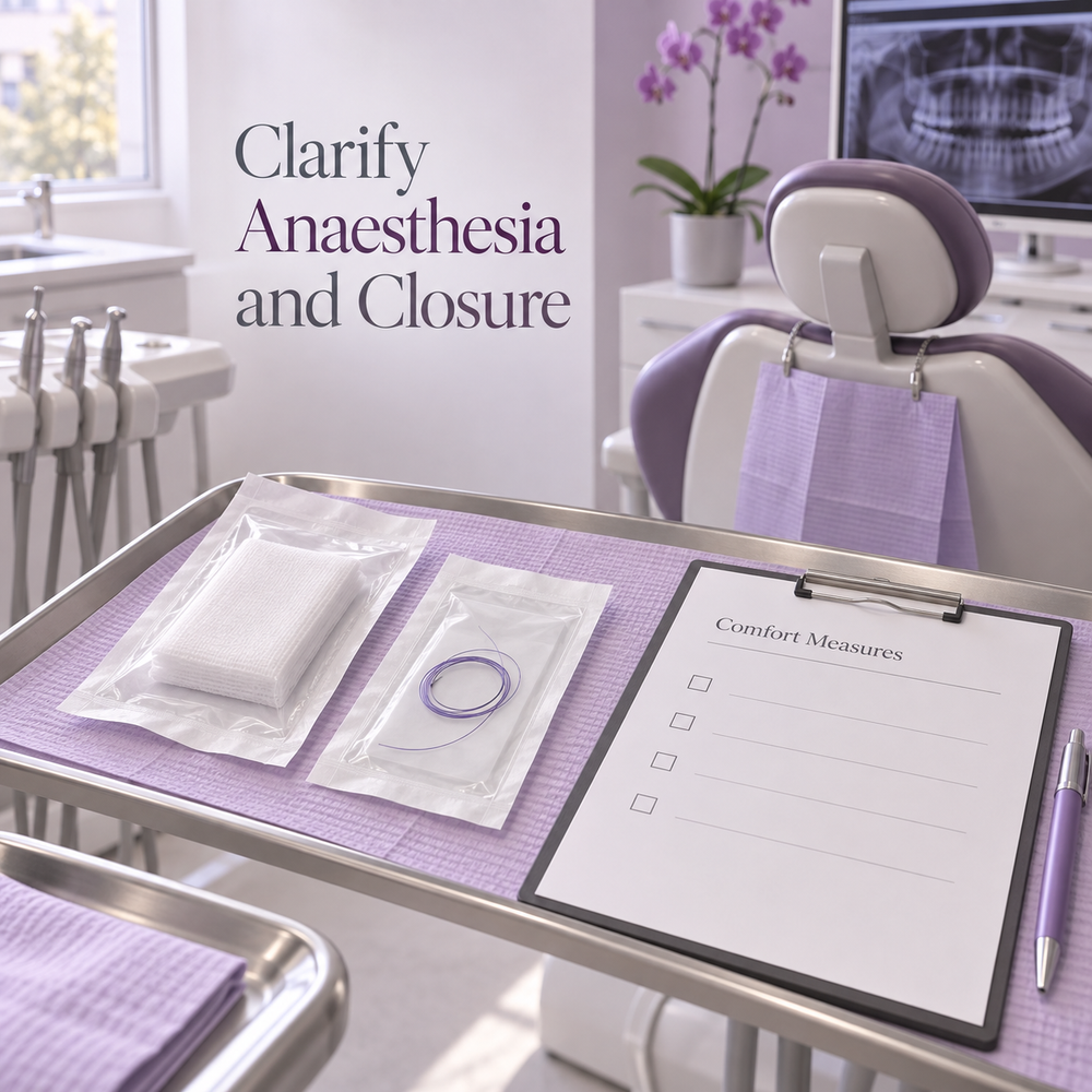 Clarify Anaesthesia and Closure. Educational illustration.